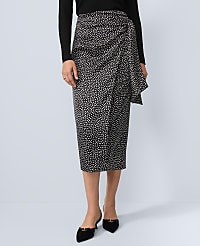 Petite Dotted Side-Tie Satin Midi Skirt carousel Product Image 2