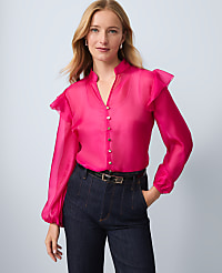 Ruffle Trim Blouse carousel Product Image 1