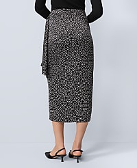 Petite Dotted Side-Tie Satin Midi Skirt carousel Product Image 3