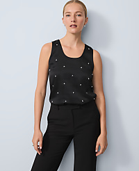 Pearl Embellished Sleeveless Top carousel Product Image 1