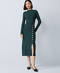 Petite Ribbed Button Sweater Dress carousel Product Image 3