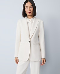 The Belted Fitted Long Blazer in Crepe carousel Product Image 3
