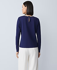 Petite Ponte Embellished Crew Neck Top carousel Product Image 2