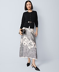 Floral Satin Midi Skirt carousel Product Image 1