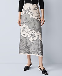 Petite Floral Satin Midi Skirt carousel Product Image 2