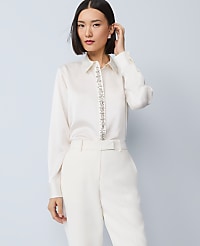 Embellished Satin Essential Shirt carousel Product Image 1