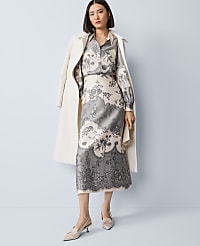 Petite Floral Satin Midi Skirt carousel Product Image 4