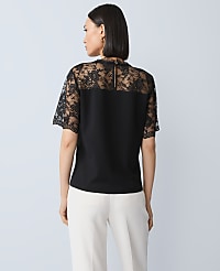 Ponte Lace Trim Top carousel Product Image 2
