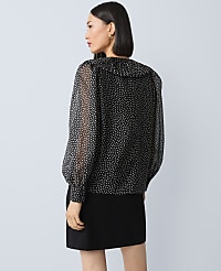 Dotted Pleated Collar Blouse carousel Product Image 2