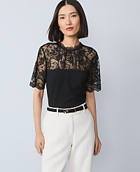 Ponte Lace Trim Top carousel Product Image 1