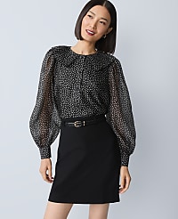 Dotted Pleated Collar Blouse carousel Product Image 1
