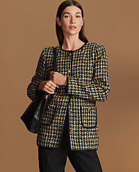 The Long Crew Neck Jacket in Houndstooth Tweed carousel Product Image 3