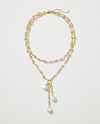 Triple Pearl Lariat Necklace carousel Product Image 1