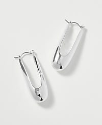 Elongated Metal Hoop Earrings carousel Product Image 1
