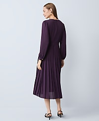 Petite Pleated Button Flare Midi Dress carousel Product Image 2