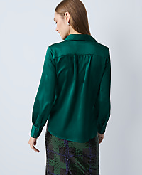 Collared Shirred Yoke Button Down Shirt carousel Product Image 2