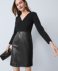 Mixed Media V-Neck Sheath Dress carousel Product Image 1