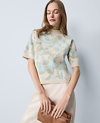 Shimmer Floral Jacquard Sweater Tee carousel Product Image 1