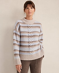 Haven Well Within Wool Blend Cable Stripe Crewneck Sweater carousel Product Image 1
