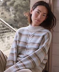 Haven Well Within Wool Blend Cable Stripe Crewneck Sweater carousel Product Image 4