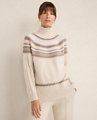 Haven Well Within Organic Cotton Blend Fair Isle Cable Mock Neck Sweater carousel Product Image 1