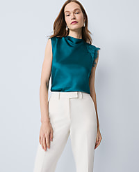 Petite Lace Trimmed Satin Top carousel Product Image 3