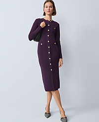 Crew Neck Button Sweater Dress carousel Product Image 3