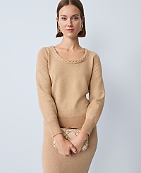 Metallic Braided Scoop Neck Sweater carousel Product Image 1