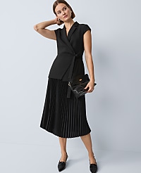 Petite Crepe Blazer Wrap Midi Dress carousel Product Image 3