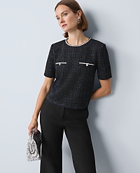 Petite Metallic Tweed Top carousel Product Image 1