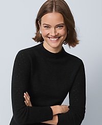 Pointelle Mock Neck Sweater carousel Product Image 2