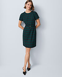 Petite Plaid Belted Sheath Dress carousel Product Image 3
