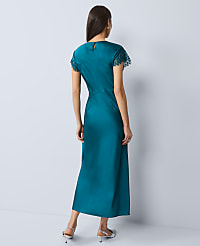 Petite Lace Trim Satin Midi Dress carousel Product Image 2