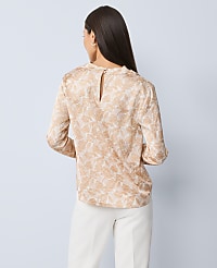Petite Floral Asymmetric Satin Top carousel Product Image 2