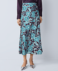 Floral Satin Midi Slip Skirt carousel Product Image 3