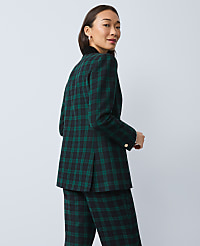 The Long Collarless Blazer in Plaid carousel Product Image 2