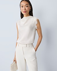 Lace Trimmed Satin Top carousel Product Image 1