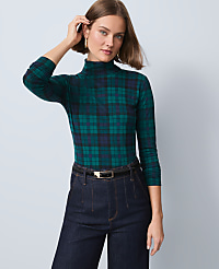 Plaid Turtleneck Top carousel Product Image 1