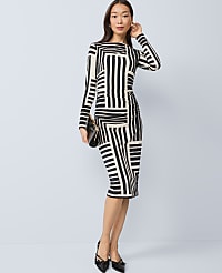 Geo Ruched Knit Midi Dress carousel Product Image 1