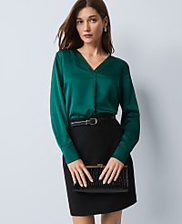 Mixed Media Pleat Front Top carousel Product Image 1