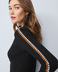Petite Weekend Crochet Trim Mock Neck Top carousel Product Image 3