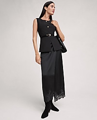 Satin Lace Hem Wrap Skirt carousel Product Image 5