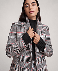 The Fitted Long Blazer in Plaid carousel Product Image 5