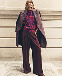 The Pleated Wide-Leg Pant in Bi-Stretch carousel Product Image 1
