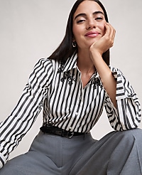Petite Striped Embellished Shirt carousel Product Image 3