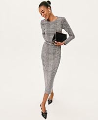 Petite Plaid Belted Midi Pencil Skirt carousel Product Image 5