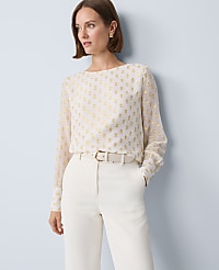 Petite Dotted Boatneck Blouse carousel Product Image 3