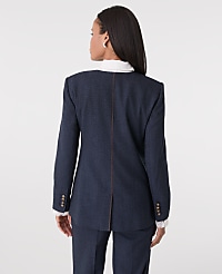 The Petite Long Crew Neck Jacket in Denim carousel Product Image 2