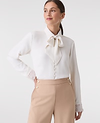 Petite Modern Tie Neck Blouse carousel Product Image 1