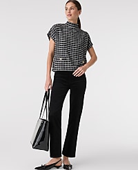 Plaid Tweed Mock Neck Top carousel Product Image 3